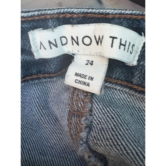 And Now This High Rise Button Fly Cropped Raw Hem Jeans Women Sz 24 Distressed - Picture 6 of 8